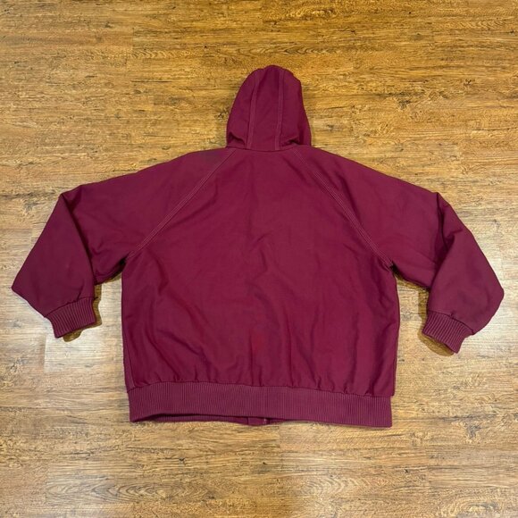 Vintage Carhartt Burgundy TAC J69 Active Canvas Hooded Full Zip Jacket Men's 2XL - Picture 2 of 11